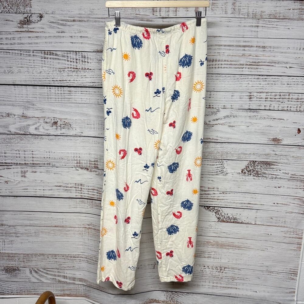 Cali 1850 Linen Pull-on Beach Seaside Print Pants Med - Picture 7 of 9